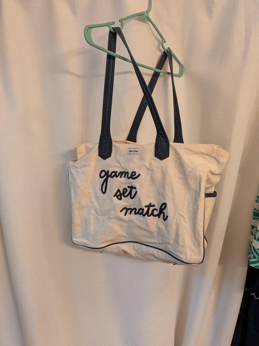 Game Set Match All Court Tennis Bag By Ame & LuLu - Navy & Cream
